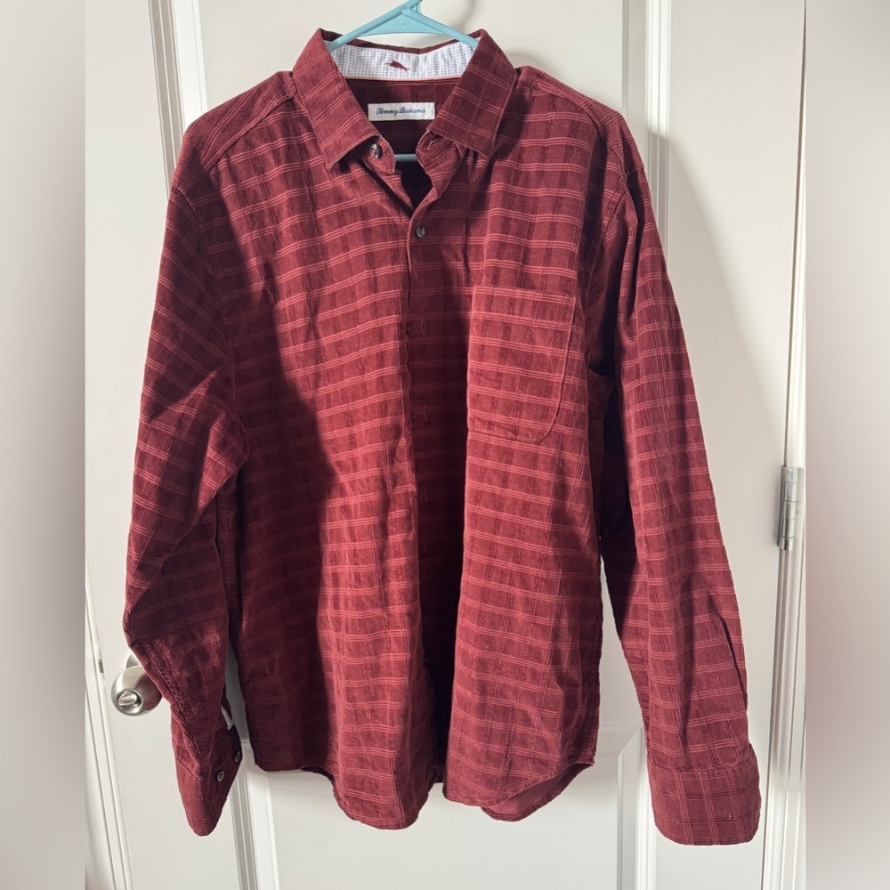 NWOT-Tommy Bahama Red Checkered Casual Shirt Size Medium